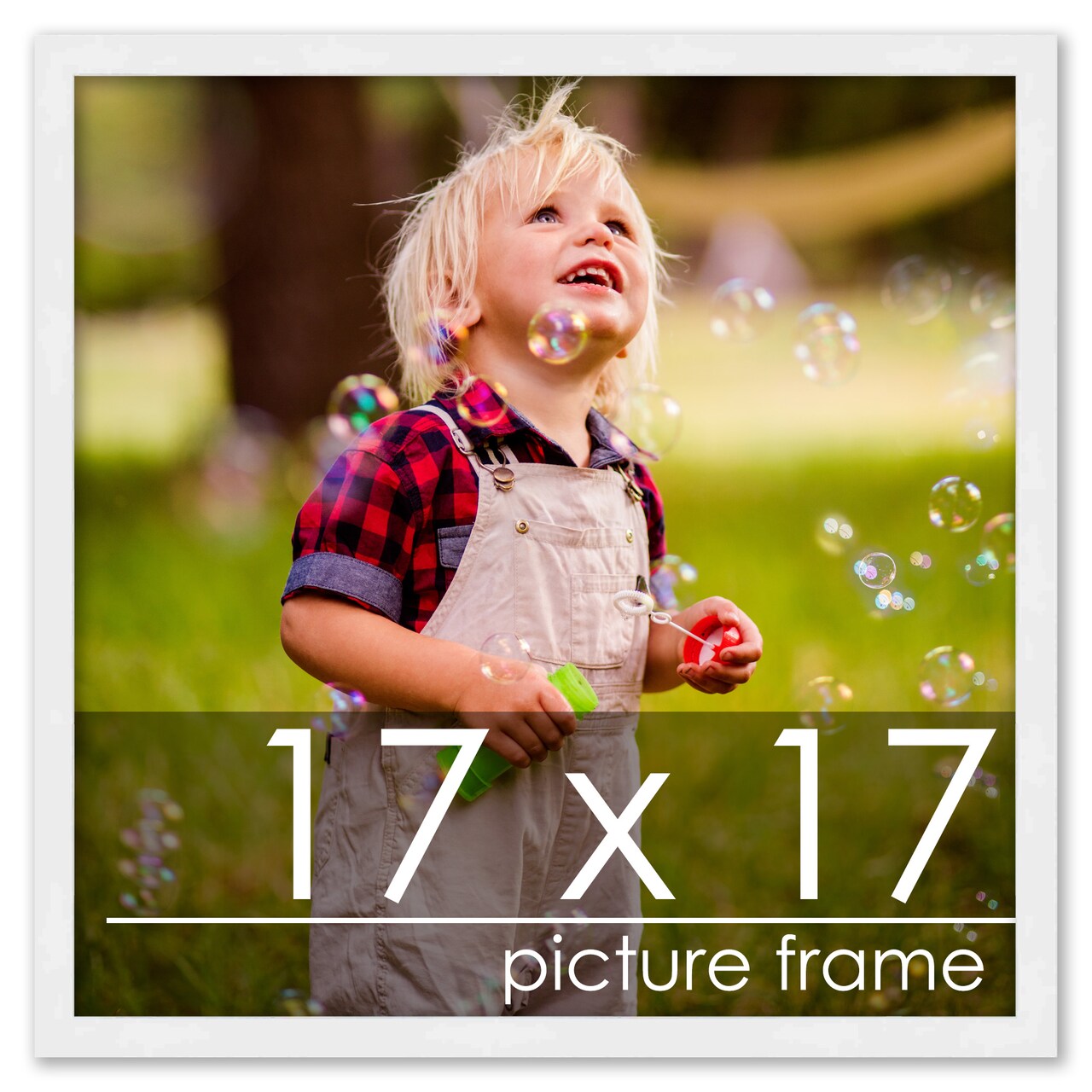 Square Classic Modern White Picture Frame - UV Acrylic, Foam Board Backing, Hanging Hardware